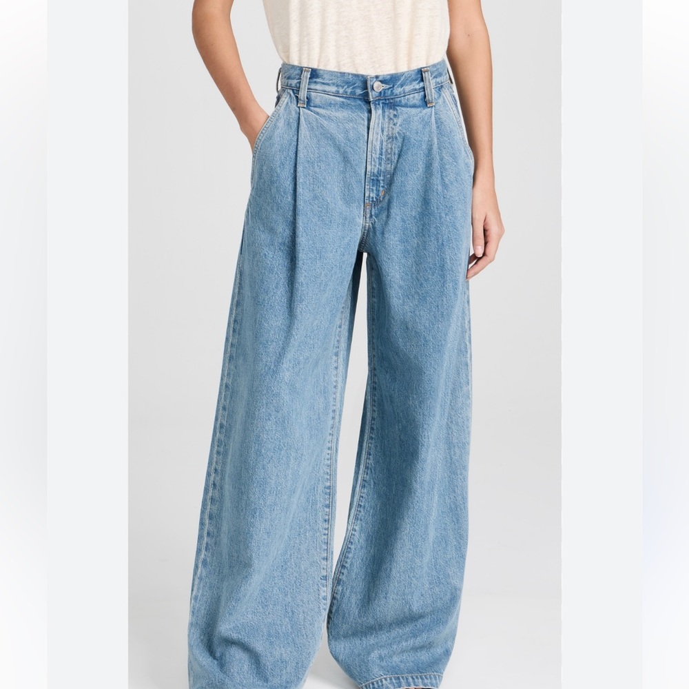 Wide Leg Blue Denim Jeans
